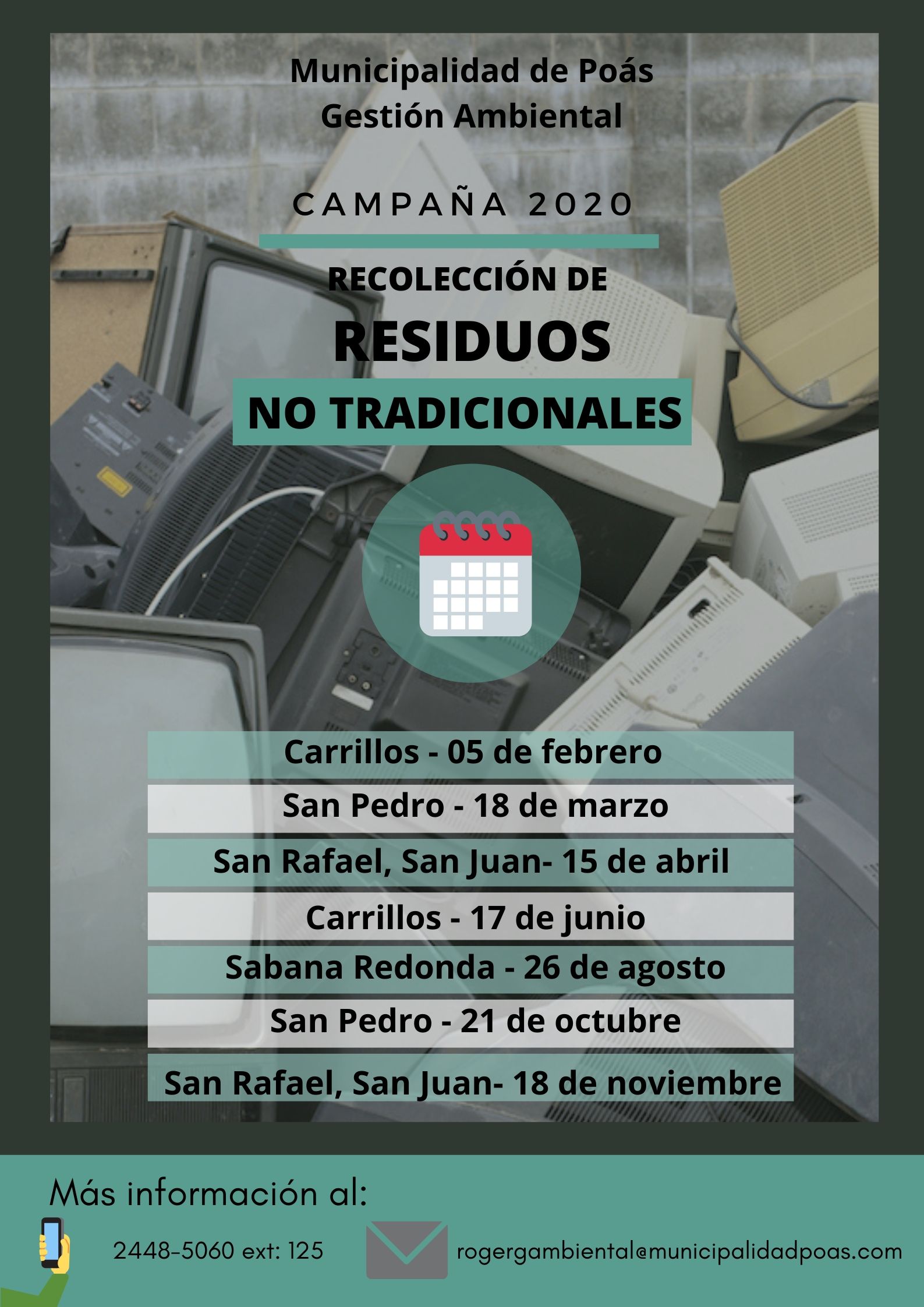 Fechas de residuos No Tradicionales 2020